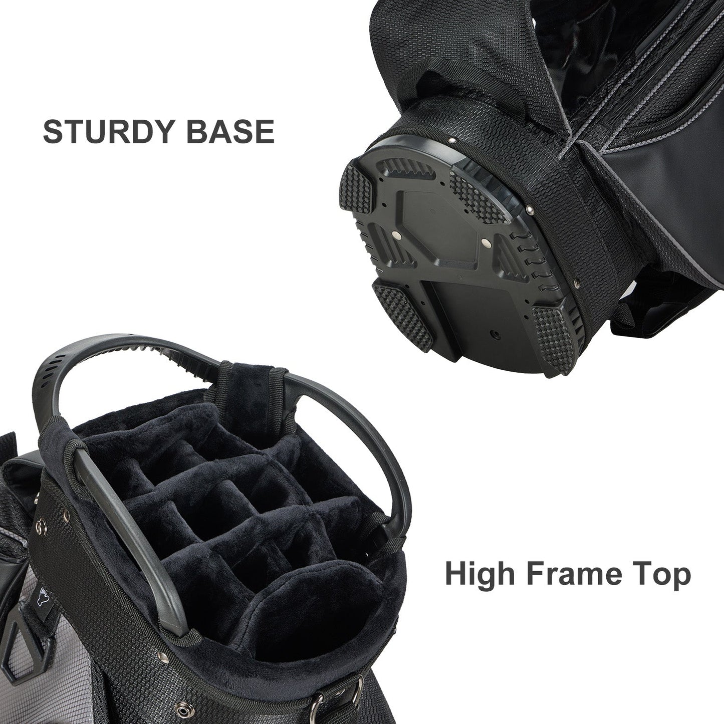14-Way Golf Cart Bag with Full Length Divider-Black Grey