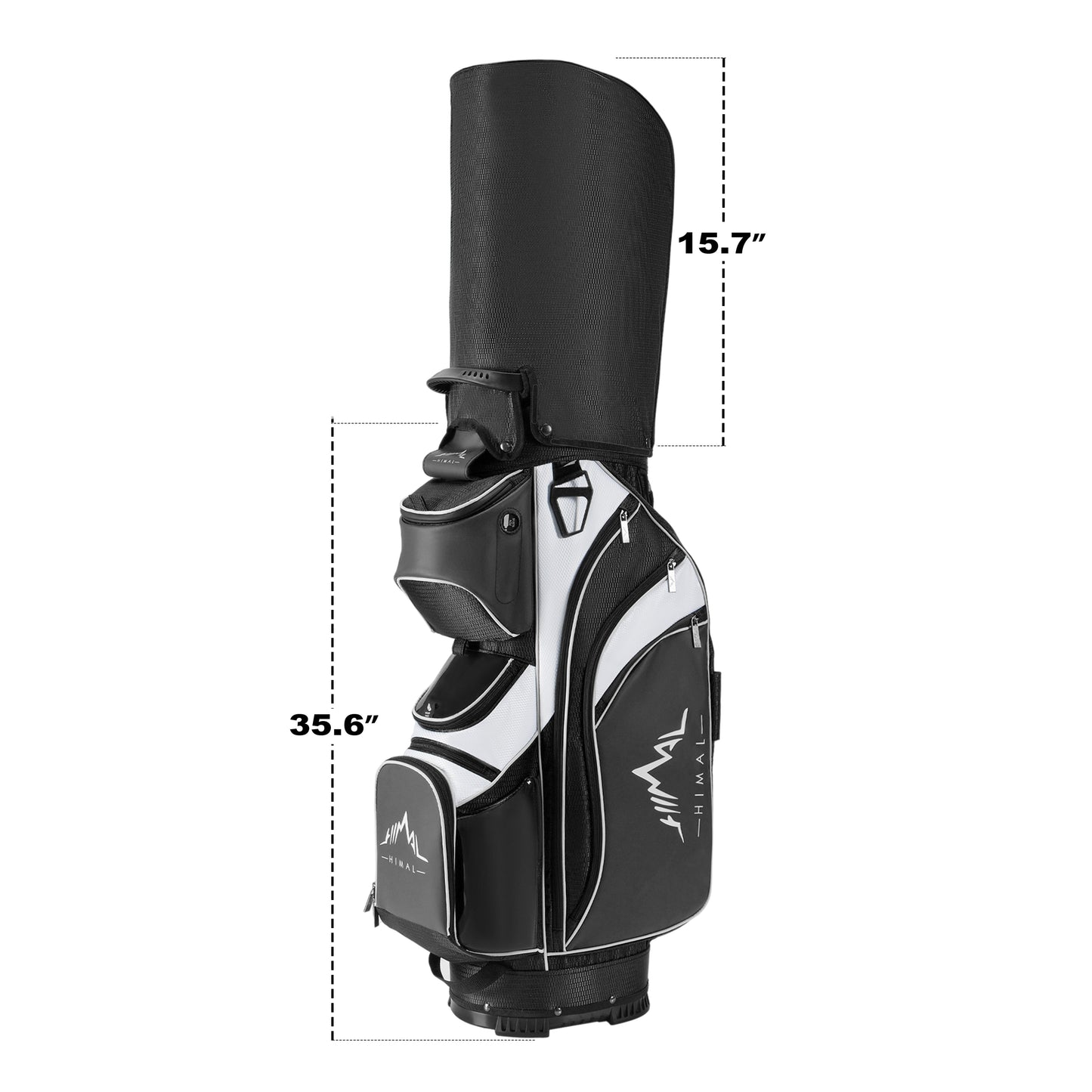 14-Way Golf Cart Bag with Full Length Divider-Black White