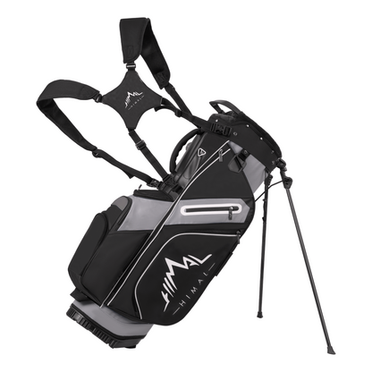 14-Way PU Leather Golf Stand Bag-Pure Black Gray