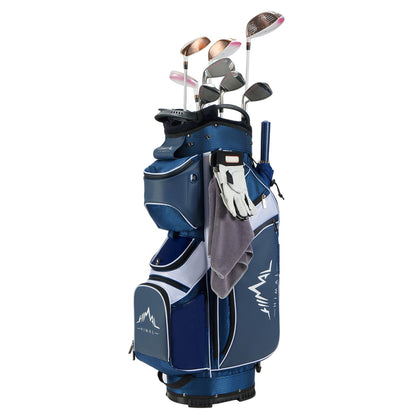 14-Way Golf Cart Bag with Full Length Divider-Blue White