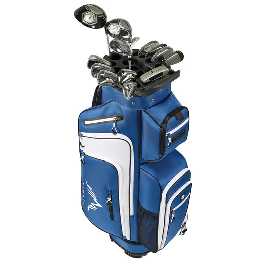 15-Way Full-Length Divider Golf Cart Bag-Blue White