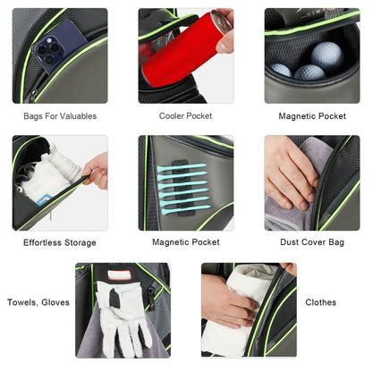 14-Way Golf Cart Bag with Full Length Divider-Grey