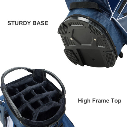 14-Way Golf Cart Bag with Full Length Divider-Blue White